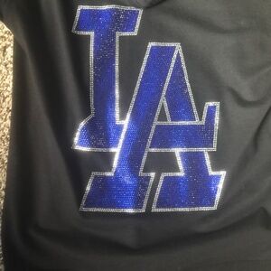LA Dodgers Blue Rhinestone Zip Up Hooded Jacket